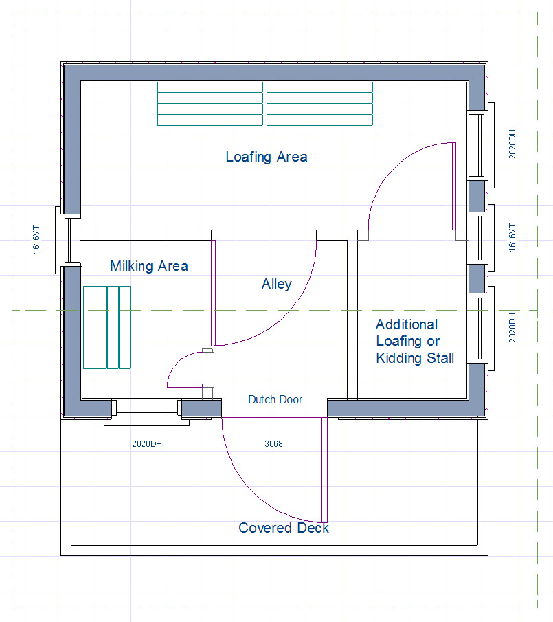 The current floor plan has a cozy area for milking, and a section of 