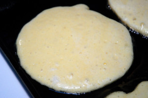 Ensure the pancakes are set, and the down side is golden brown before flipping