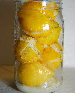 Try not to squeeze the juice from the lemons too much as they're packed