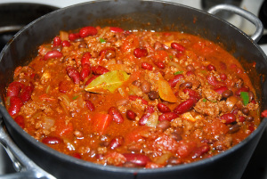 As the freezers are now full of goat milk, I prepared a large pot of chili in advance of the storm